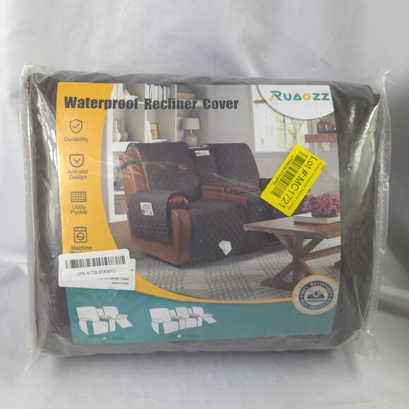 Ruaozz Waterproof Recliner Loveseat Cover with Console, Non-Slip, Chocolate, 2-S - Picture 1 of 4